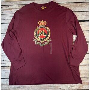 Polo Ralph Lauren Men's Burgundy Crest Logo‎ Custom Slim Fit Crew-Neck Shirt 2XB
